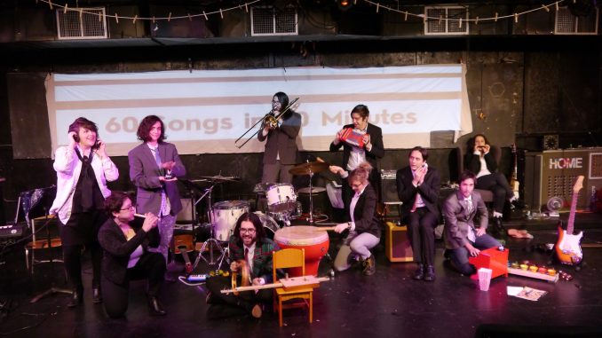 NEOFUTURISTS_60 SONGS ENSEMBLE_credit MJ Wrobel An ensemble plays a mix of instruments.
