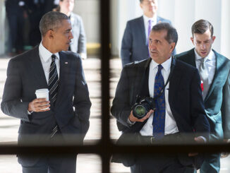 President Barack Obama walks along the West Colonnade of the White House with Chief White House Photographer Pete Souza Feb. 18, 2016. (Official White House Photo by Lawrence Jackson)
